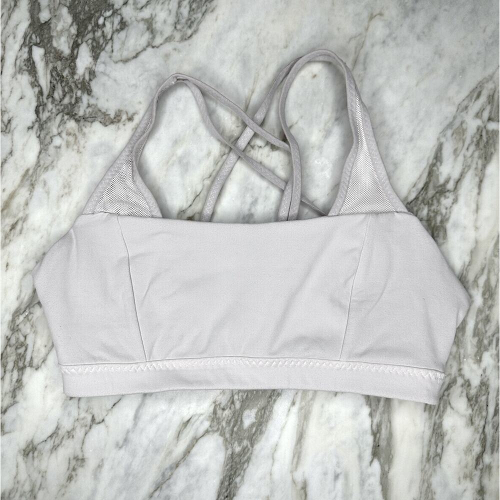 ATHLETA Womens Strappy Back Sports Bra with Mesh Detail Light Grey Size XS - Picture 2 of 4